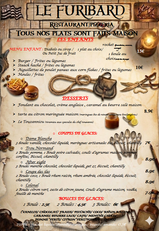 Carte Desserts et Menu Enfant — Le Furibard