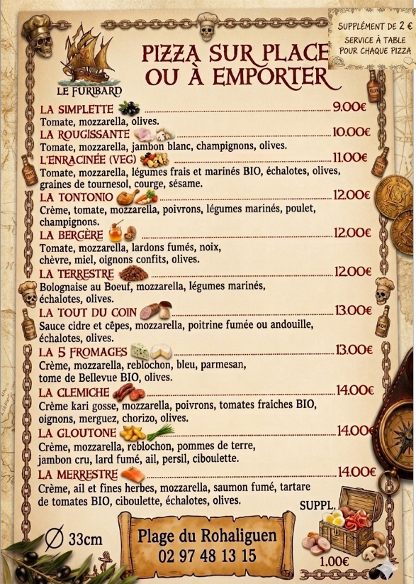 Carte Pizzas — Le Furibard